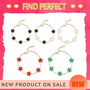 Adjustable Four Leave Flower Bracelet-Clover/Flower Design Unisex Bracelet