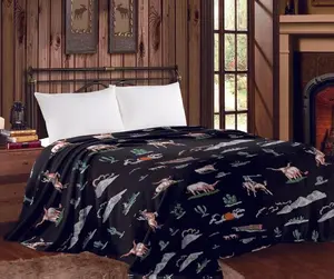 Mia Collection Thin Throw Blanket - Black Rodeo, Soft Cotton Blend, Perfect for Home, Ideal for Cuddling and Comfort