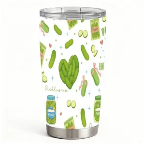 20oz Pickles Enthusiast Stainless Steel Tumbler， Tumbler with Lid Double Wall Vacuum Insulated Travel Mug