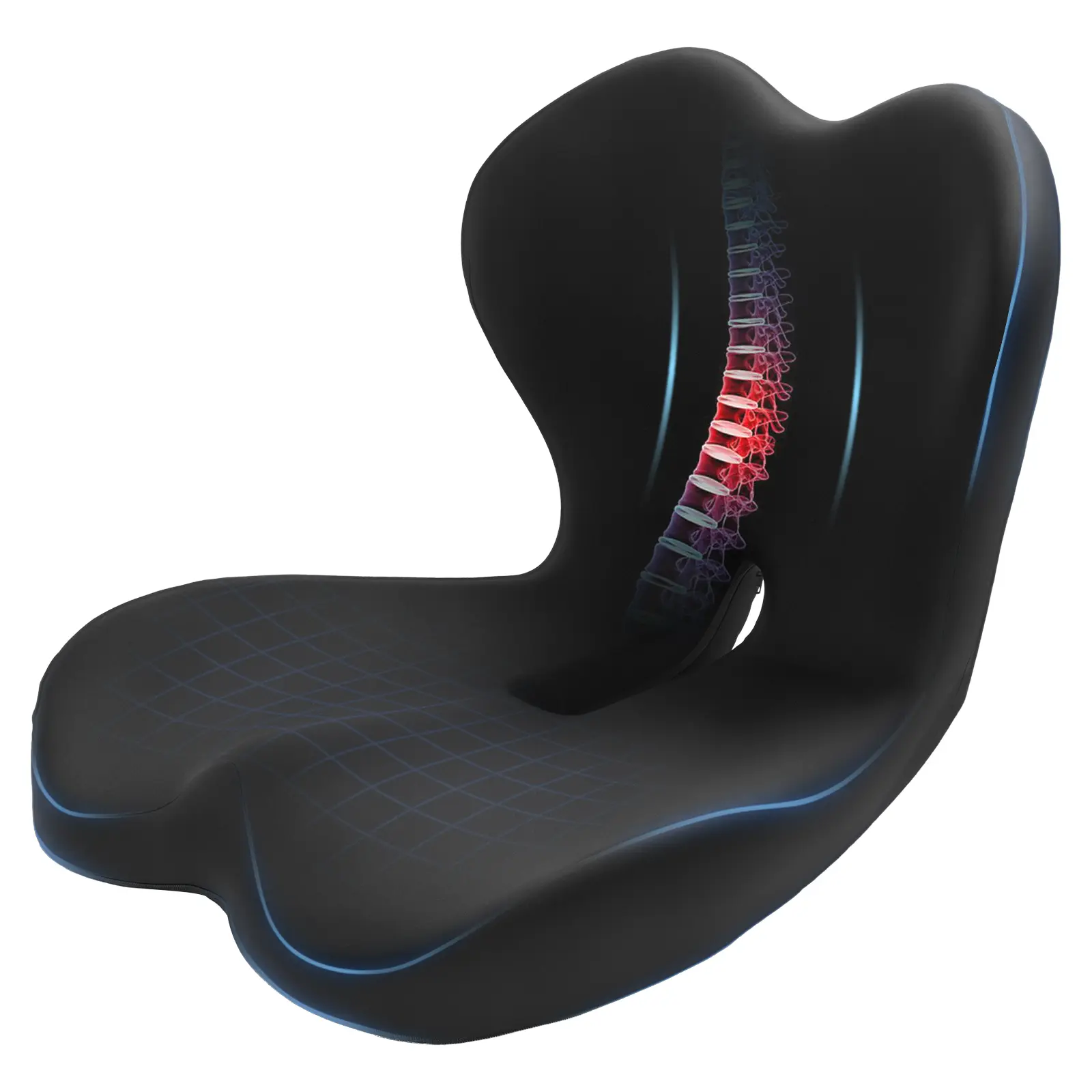 Seat Cushion for Truck Driver, Memory Foam Truck Seat Cushion with Adjustable Strap – Ergonomic Back Support & Sciatica Relief for Long Drives, Semi Truck Accessories