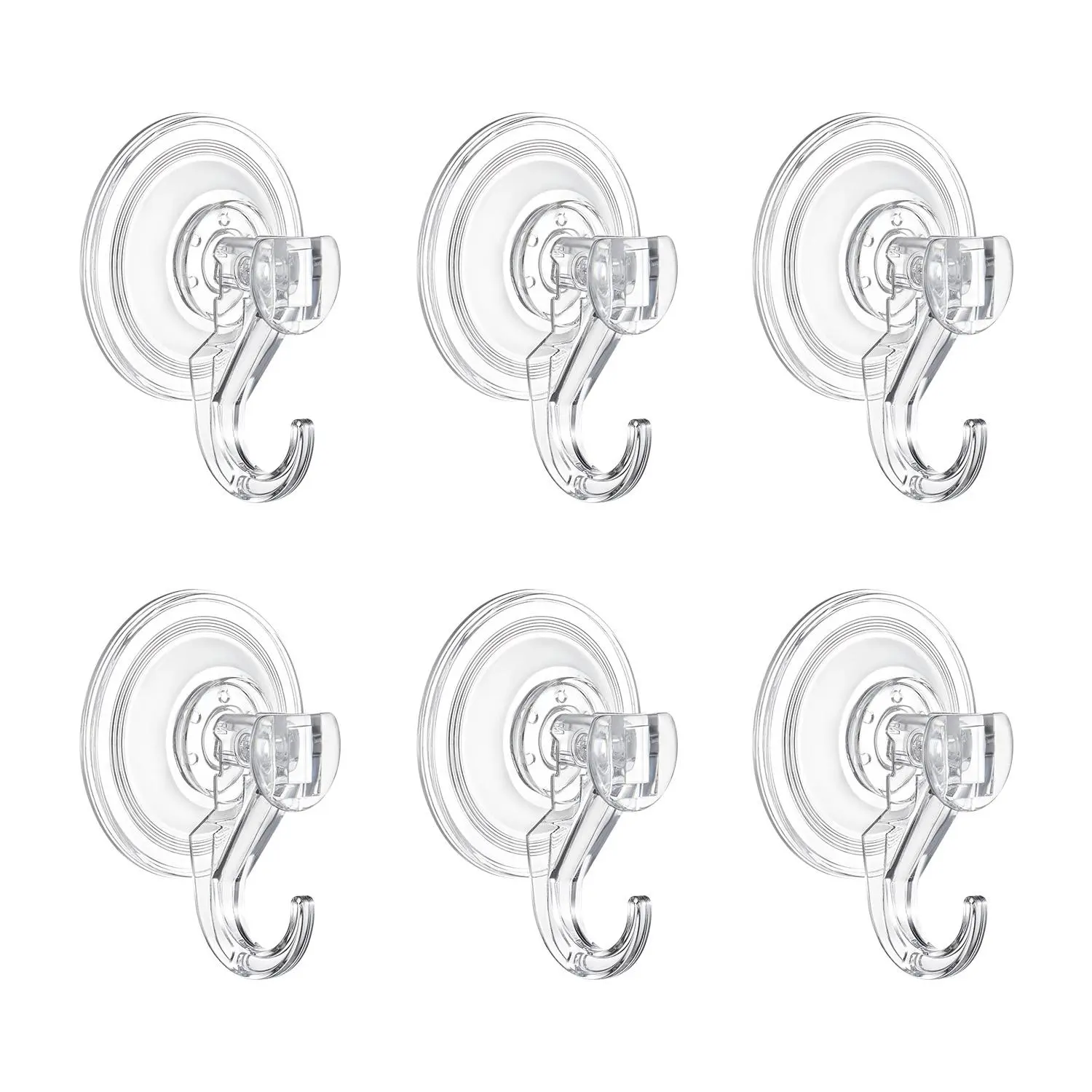 【SummerFinds】VEVOR Suction Cup Hooks 6 Pack,  , 2.76 x 3.54 x 1.57 inch, 10 LBS Max Load Clear Shower Suction Cups, Strong and Reusable Heavy Duty Wall Holder, for Loofah, Towel, Glass, Window, Kitchen, Bathroom