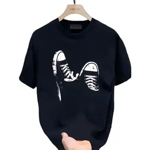 Summer New Simple Printed T-shirt Short Sleeves Round Neck Breathable Cotton Fabric Top Womenswear Day Soft Thick Tshirt Streetwear Crewneck Casual Shortsleeve Basic Fitted Minimalist Graphic Tee Boxy Fit Shirt Baggy Shirt Guys New Summer Clothes