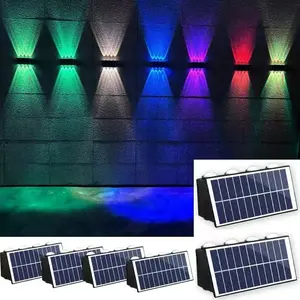 RGB Solar Lights Outdoor Up and Down, Color Wall Lights (Static, Dynamic) Ip65, 4 -8Lamp Beads Changing Lighting for Yard Garage Walkway Porch Decorations
