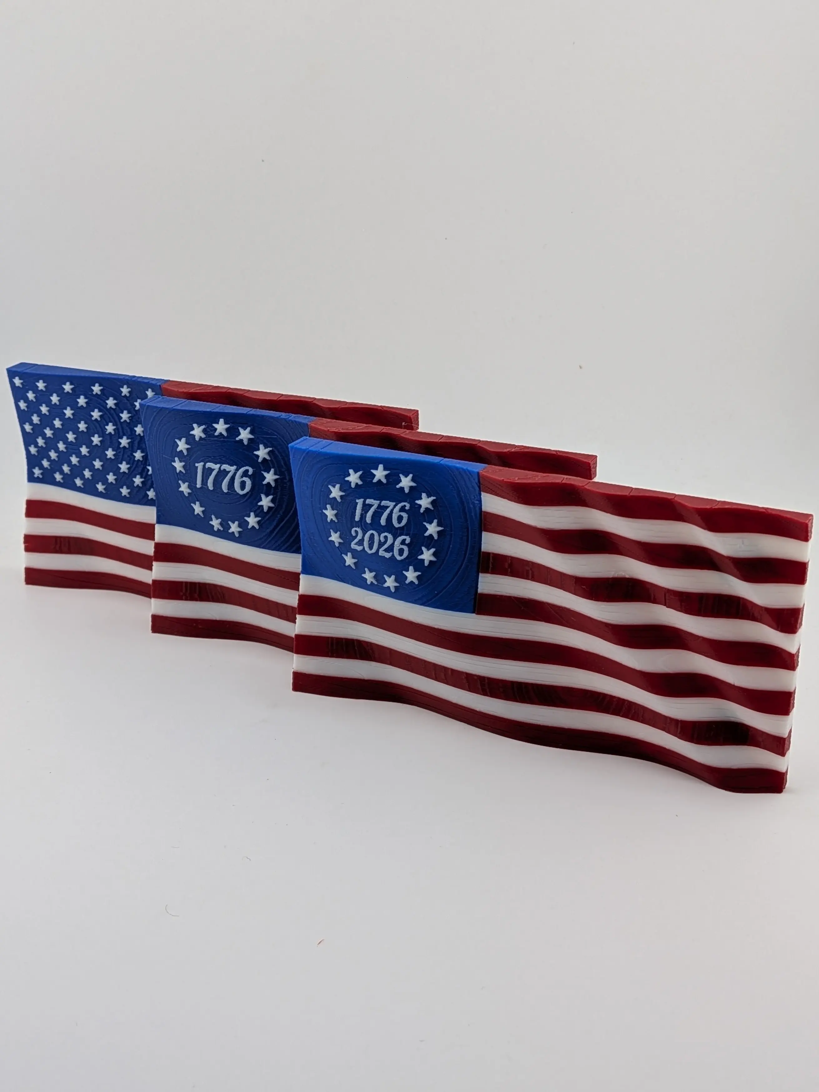 5.5 in Plastic American Waving Flag Commemorative Magnet, Decor for Room Decor, with Embedded No-Scratch Backing