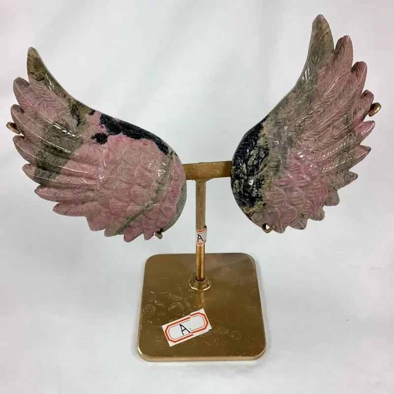 Rhodonite Carved Stone Angel Wings
