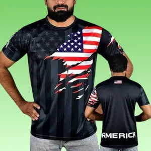 Unisex USA & Flag Jersey, Men's Patriotic All Over Print Casual Tee, Gift For Him Her