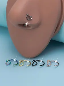 10pcs Stainless Steel Heart Nose Rings, Nose Rings Hoops, Septum Ring, Cute & Elegant Hoop Earrings for Daith, Rook, Tragus Piercing, 20 Gauge Body Jewelry