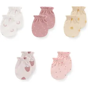 5 Pack Unisex New Born Boy Girls Anti Scratch Mittens Cotton Soft Baby Gloves 0-3 Months Infant Essentials