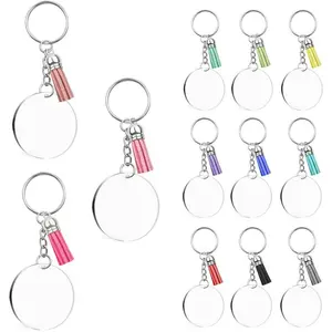 48 count   Blanks Set Including Clear Circle Keychains Blank & Key Rings & Tassels & Jump Chain for Vinyl Crafting DIY Crafts Projects Ornament Transparent Round Keychains Bulk Kit