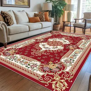 Flower Pattern Area Rug, 1 Count Non-slip Soft Floor Mat, Rectangle Home Decorative Carpet for Living Room Bedroom Kitchen Study Room