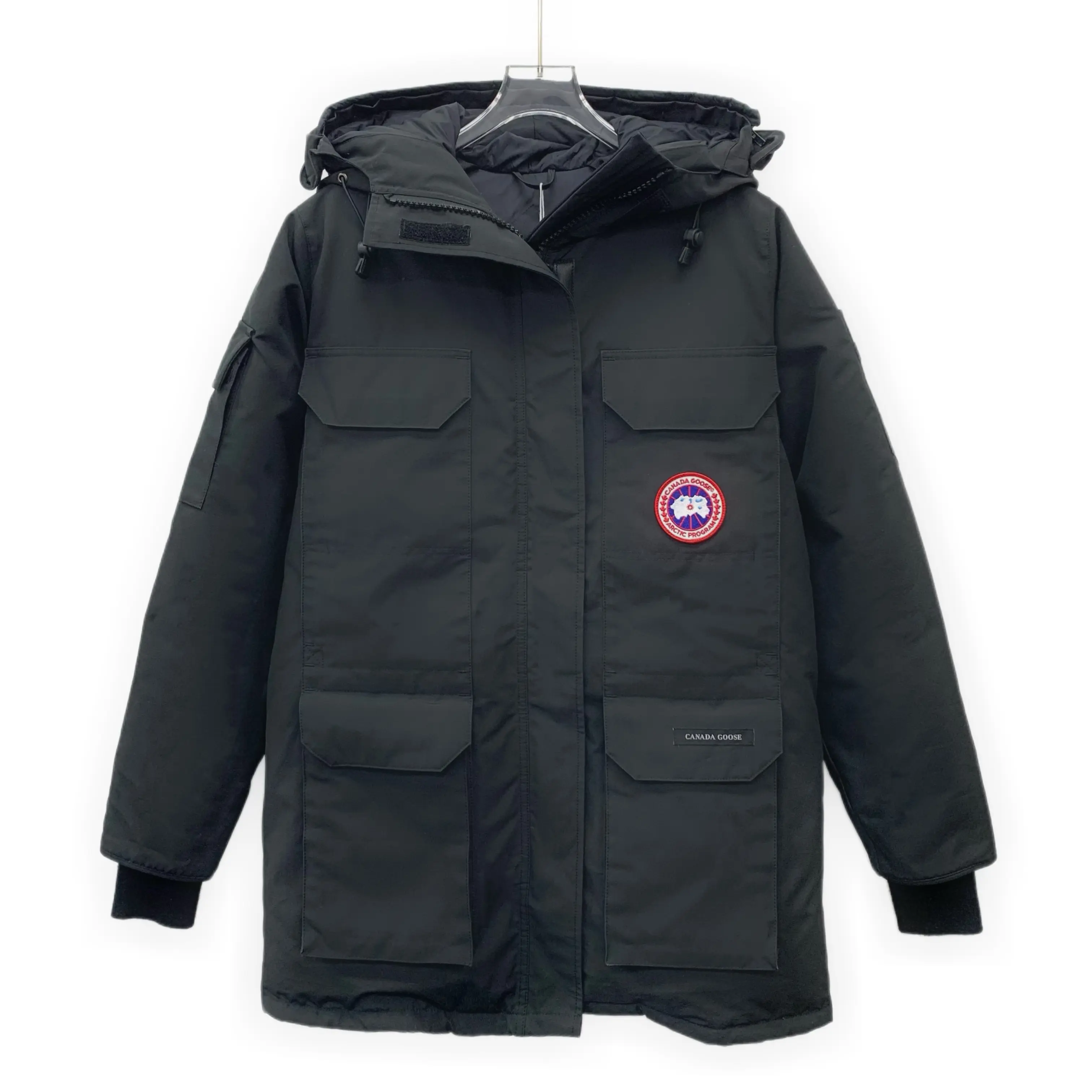 RDLT— Canada Goose Expedition Black Logo Hooded Down Jacket Size M