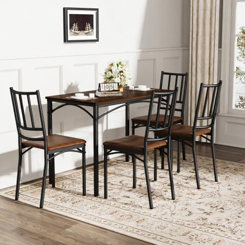 Bellemave  Dining Table Set, Bar Table with 4 Dining Benches, Kitchen Table Counter with Chairs, Industrial for Kitchen Breakfast Table, Living Room, Party Room, , 43.3″L x23.6″W x 30.1″H