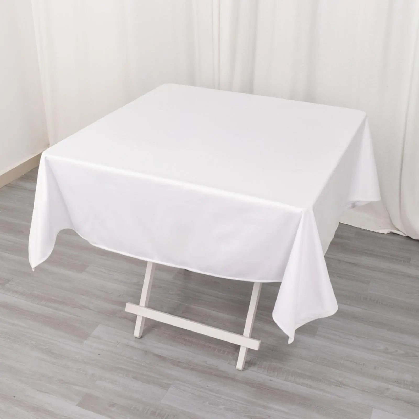 Scuba Square 54"x54" White Tablecloth - Wrinkle-Free, Stain-Resistant, Washable Table Cover for Weddings, Events