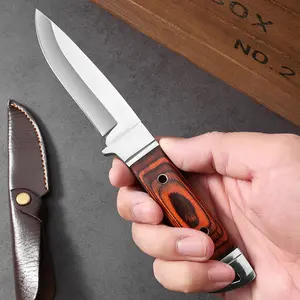 1 piece of hand-forged straight knife for barbecue, sharp carving knife, multi-functional portable fruit knife, camping portable knife, with protective cover, official knife, kitchen knife, men's knife, as a gift for family members.