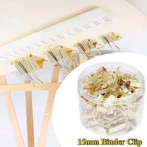 60Pcs/Set Binder Clips,15mm Paper Clamps,Gold Clips for Office School Supplies,Computer&Office Equipment