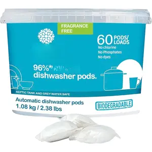 Non  Dishwasher Detergent Pods, -Based Dishwashing Pods,  & Unscented Dish Pods, Tough  ,  ing Power, 60 Count, Pack of 1