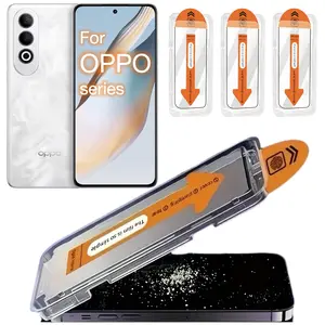 Oppo Reno Series Screen Protector Kit, 3pcs Tempered Glass, Ultra HD 9h Hardness, Bubble-Free Easy Install, Auto Alignment Technology