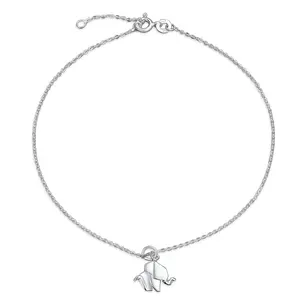 3D Geometric Elephant Anklet Sterling Silver Ankle Bracelet