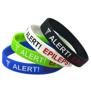 Medical Alert Silicone Bracelet for Epilepsy - Custom Engraved Emergency ID Wristband with Name & Blood Type - Waterproof Sports Safety Band for Men, Women, Kids