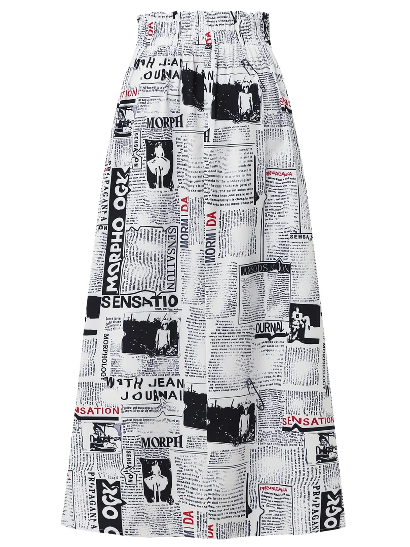 Daily Casual Print Midi Skirt, Newspaper Print Elastic Waist A-Line Mid-Length Vintage Skirt, Comfortable and Stylish Women's Fashion, Casual Fashionable Skirt, Printed Skirt, Womenswear
