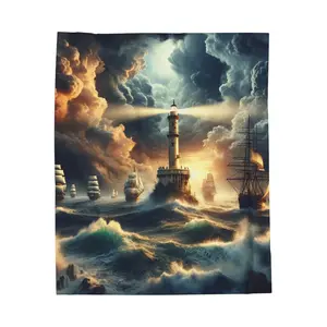 Navigators Beacon in the Tempestuous Sea- Plush Blanket
