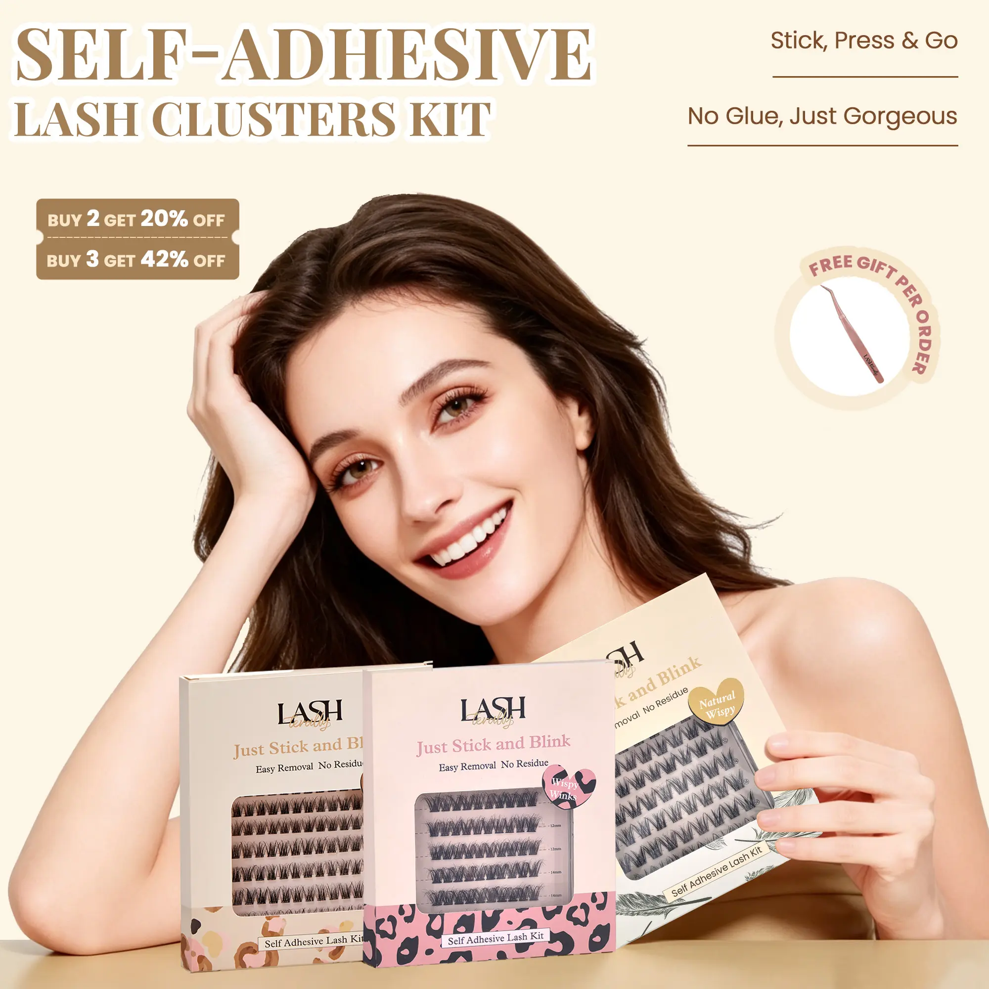 Lashterally Self-Adhesive Eyelash Clusters with 24-Hour Hold, Reusable DIY Lash Extension Kit for Natural Eye Makeup, D Curl 10-14mm, Nature, Cluster Lashes, False Eyelashes & Adhesives, Adults, 90-120 Pieces, Long Hold, Mixed Lengths, Doll Makeup, Beauty