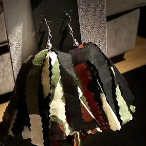 Fringe Tassel - Camo Earrings with Colorful Fringe Design and Silver Hooks