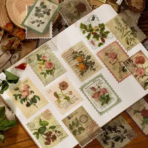 Set of 60 Retro Floral Stickers, Stylish Botanical Decorative Paper Stickers for Scrapbooking, Journaling, Planners, Art Projects, Bullet Journal Embellishments