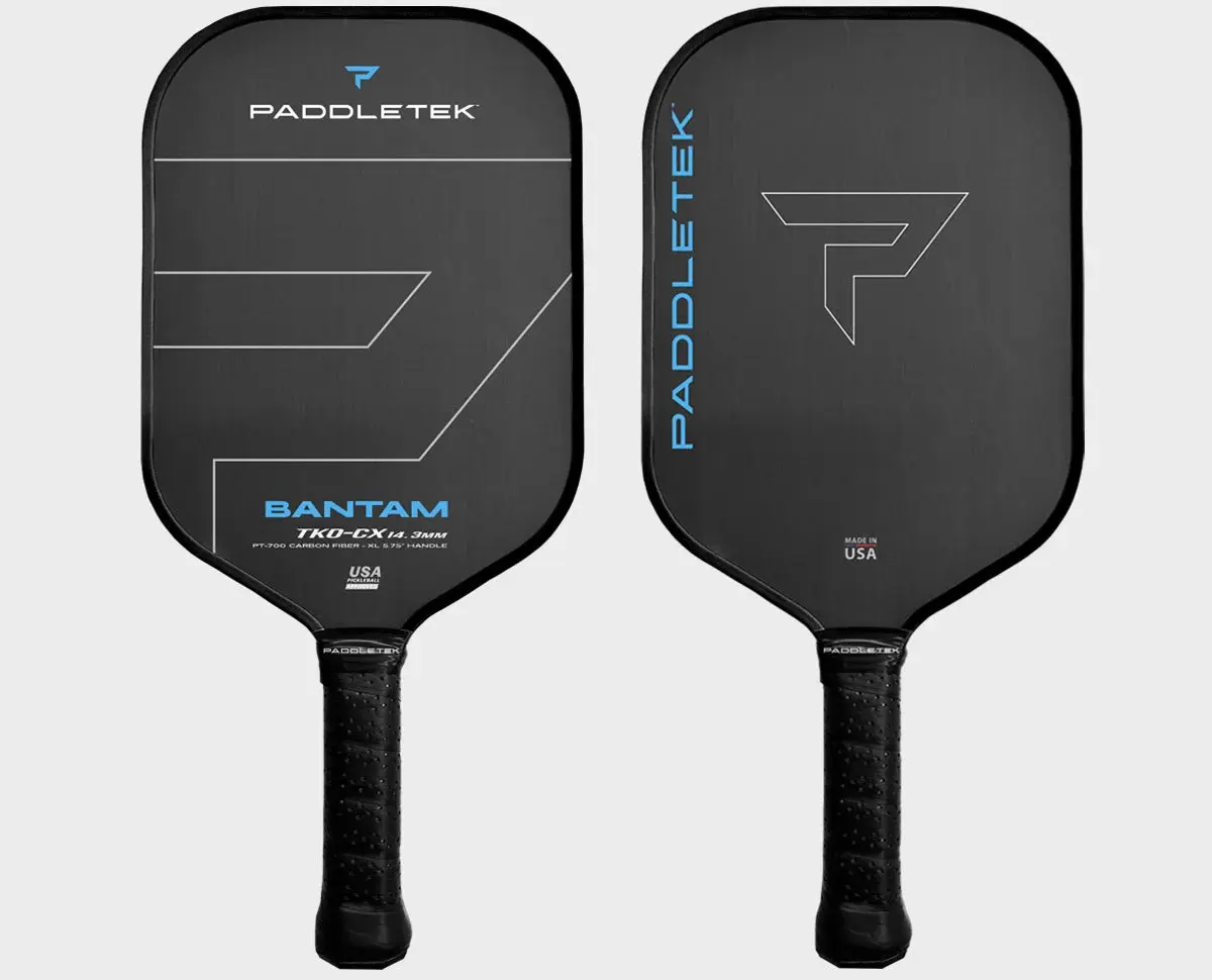 Paddletek Bantam TKO-CX Paddle Tennis Paddle - 14.3mm Thickness, Carbon Fiber Construction, Enhanced Spin Control, XL Handle, Extended Reach, Designed with Christian Alshon, Premium Competitive Sports Gear