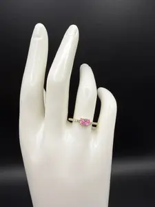 10k Gold Pink Stone Ring Size 8 - Elegant Jewelry for Women with Sparkling Gemstone