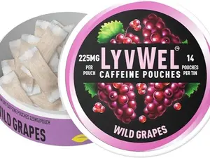 LyvWel 225mg Caffeine Pouches, Guarana-Powered Energy Pouches, Nootropic Pouches, Nicotine Free Pouches, 1-Pack, 14 Pouches Peach Sweet Tea