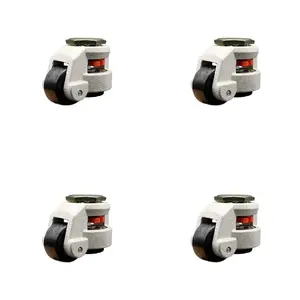 212 MAIN Heavy Duty SCC-TSLV20S50-NYR-330-DC-4 Nylon Swivel Threaded Stem Leveling Caster with 1.97 in. Black Wheel, M12 x 1.75 x 18 mm Stems, 1320 lbs Capacity per Unit, Set of 4