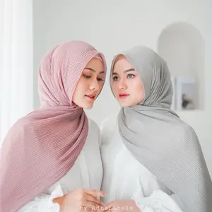 Adha Labels Hijab Pashmina Cotton Pleats Lily Breathable for Stylish Woman