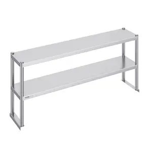 fathersdaygift VEVOR Double Overshelf, Double Tier Stainless Steel Overshelf, 12x 60 Inch Double Deck Overshelf, Height Adjustable Overshelf Prep Work Table for Kitchen, Restaurant and Workshop