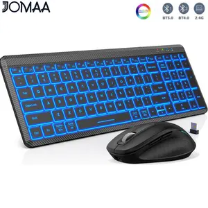 Jomaa RGB Backlit Silent Wireless Keyboard and Mouse Combo 2.4G Dual Mode Rechargeable Wireless Keyboard Mouse set for Desktop/Laptop