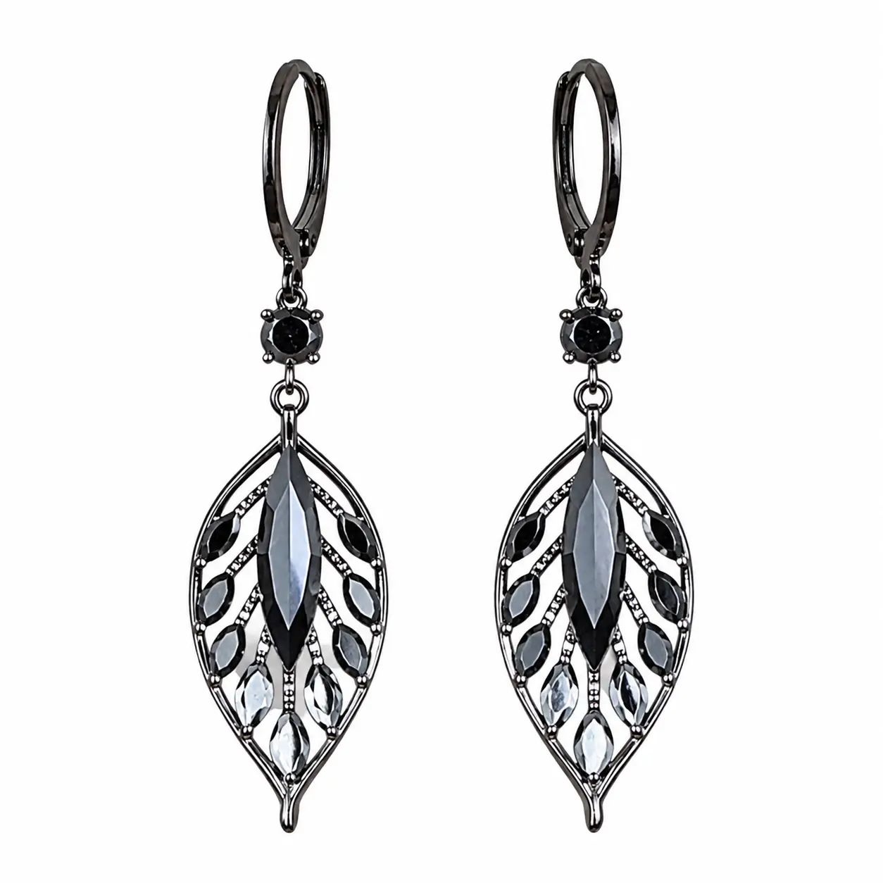 Black Leaf Dangle Earrings for Women Vintage Retro Leaf Drop Earrings Elegant Daily Party Costume Jewelry Gifts