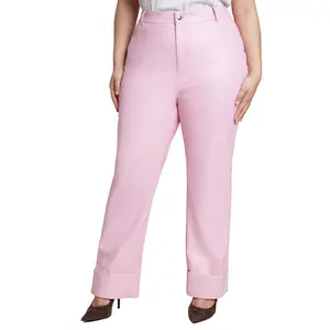 ELOQUII Women's Plus Size Cuffed Faux Leather Pant