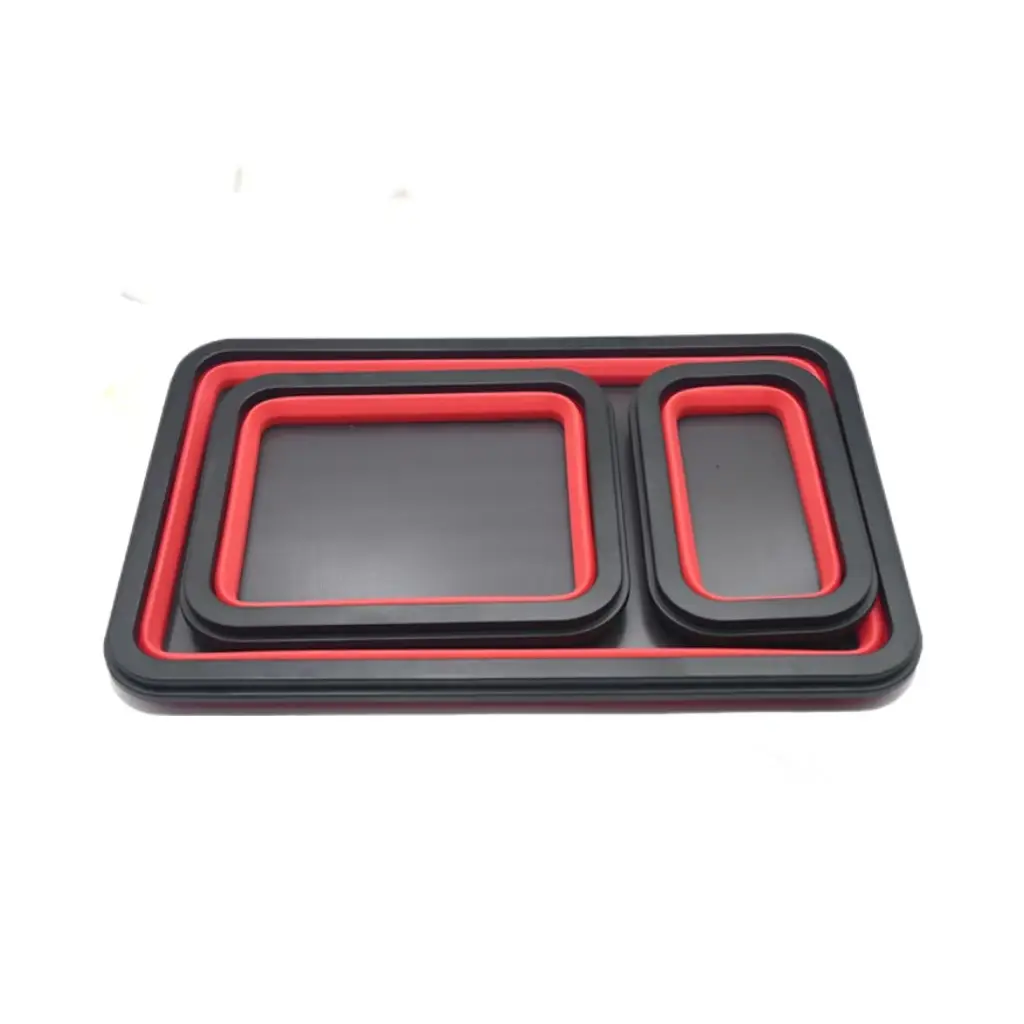Tool Storage Kit, 3-Piece Long Rectangular Silicone Foldable Magnetic Parts Tray Organizer for Hardware Tools, Mechanic Tool Storage, Organizer Tool Holder