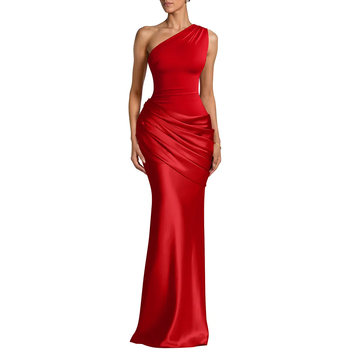 OYS Women's Sexy One Shoulder Asymmetrical Pleated Formal Evening Gown Maxi Dress OYS Women's Sexy One Shoulder Asymmetrical Pleated Formal Evening Gown Maxi Dress