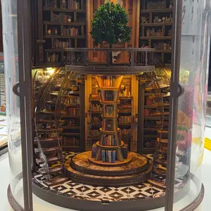 Wooden Book NOOK DIY Model Kit diy kit for adults tiny builds home Vintage Abstract Renaissance Style Hand-Assembled 3D Puzzle Country Style Wooden Shelf Decoration Miniature Dollhouse Victorian Style Gift US Shipping - Handicraft