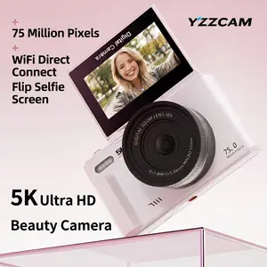 5K Digital Camera for Photography with 75MP, 3 Inch 180° Flip Screen, 18X Digital Zoom, 32GB Micro SD Card, Ideal for Gift,Y2K,CCD,vintage