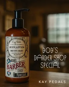 Kay Pedals Bob's Barber Shop Special Organic Body Lotion Ultra Moisturizing with African Shea Butter & Avocado Oil 12 fl oz 354 ml Natural Ingredients Aromatic Delight