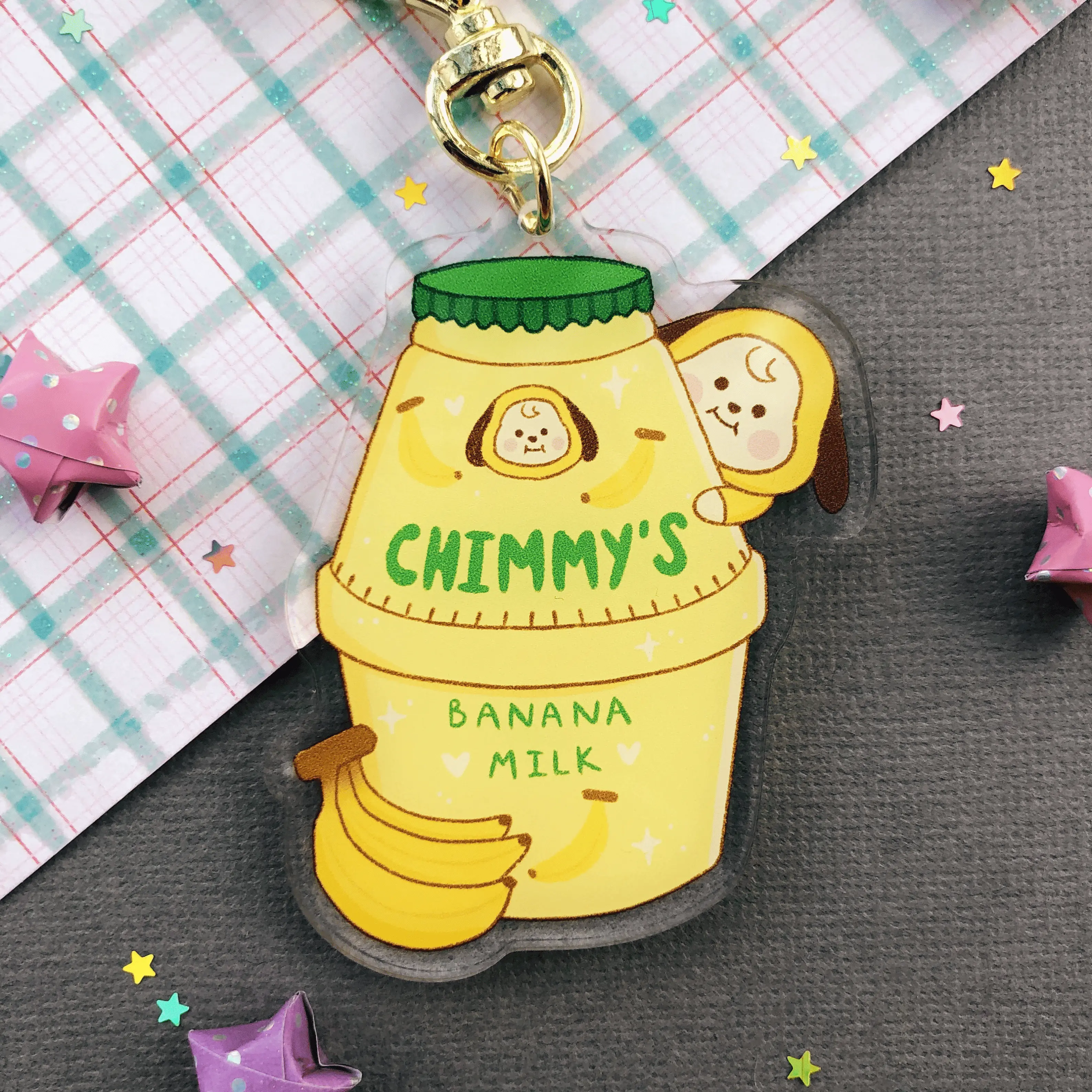Chimmy's Banana Milk Drink Babies Acrylic Keychain - Cute Keychains, Available in 2x2 Inches, 3x3 Inches, 3.5x3.5 Inches, Perfect for Keys, Lanyards, Bags, and More