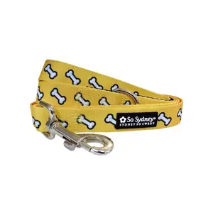 Dog Bone Black & Yellow Cute Designer Dog Leash