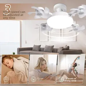 Nordic E27 Screw Mount Ceiling Fan Light Dining Living Room High Wind Silent Home Integrated Modern Electric Fan Lamp
