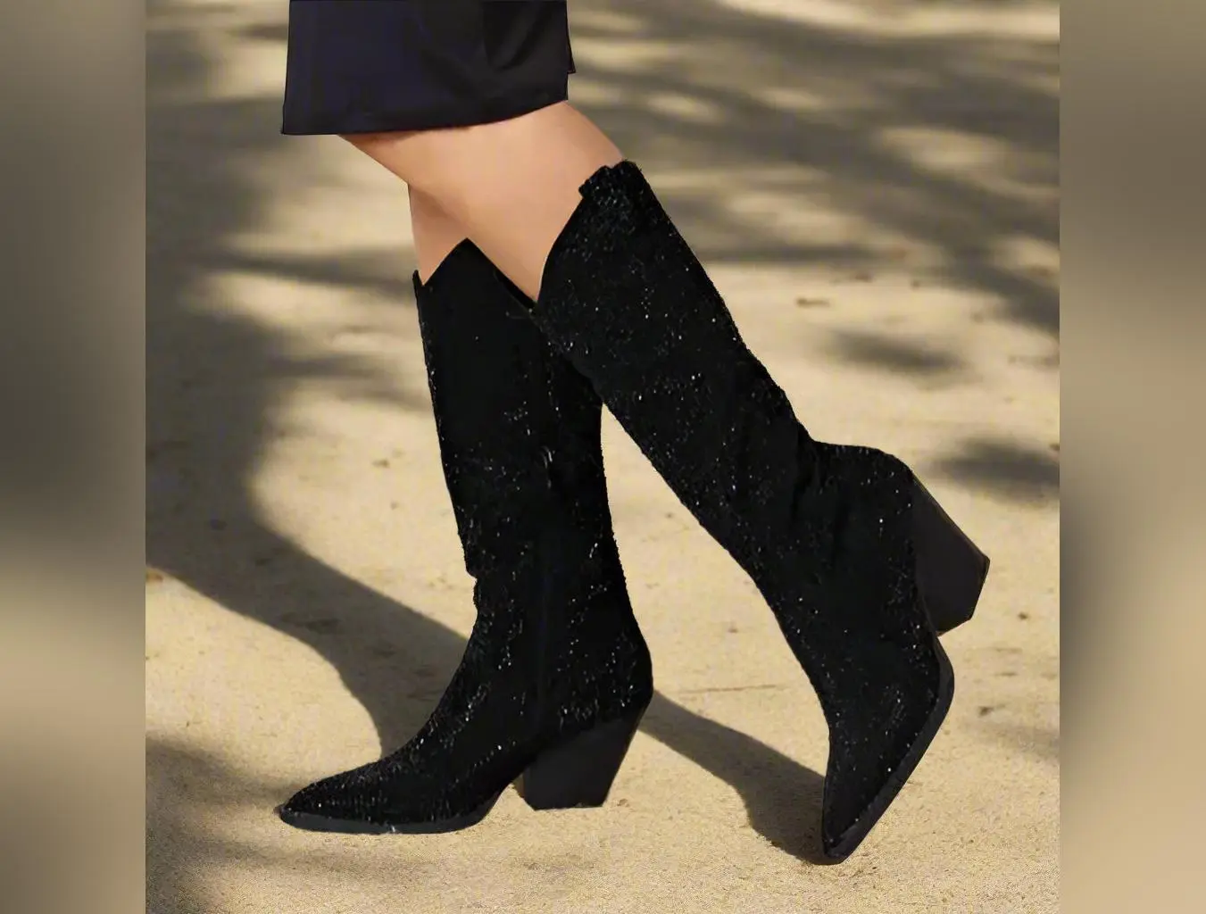 Unfettered | Link Rhinestone Knee High Cowboy Boots