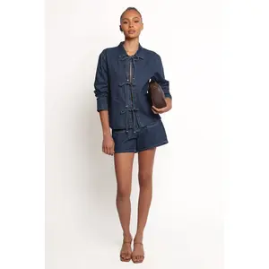 Avon Bow Front Denim Shacket - Denim