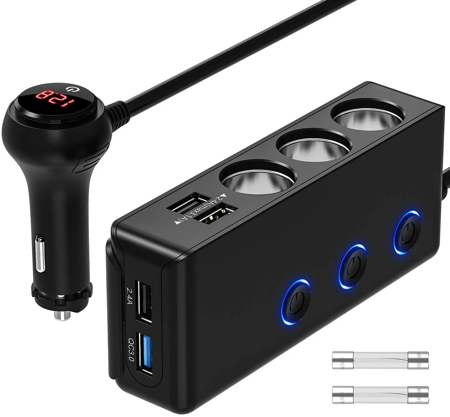 3 socket cigarette lighter adapter Cigarette Lighter Adapter Quick Charge 3.0 120W 12V/24V 3-Socket Power  Splitter 4 USB Ports Car Power Adapter Car Splitter for GPS, Dash Cam, Sat  Nav, Phone, Tablet multifunctional car Automotive Vehicle -