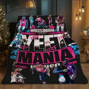 【 JIT 】 A YEET polyester fiber flange velvet blanket, Slogan Print Blanket -, warm and comfortable, suitable for sofas, beds, and travel, all season use, 100% polyester material, machine washable, give friends holiday gifts