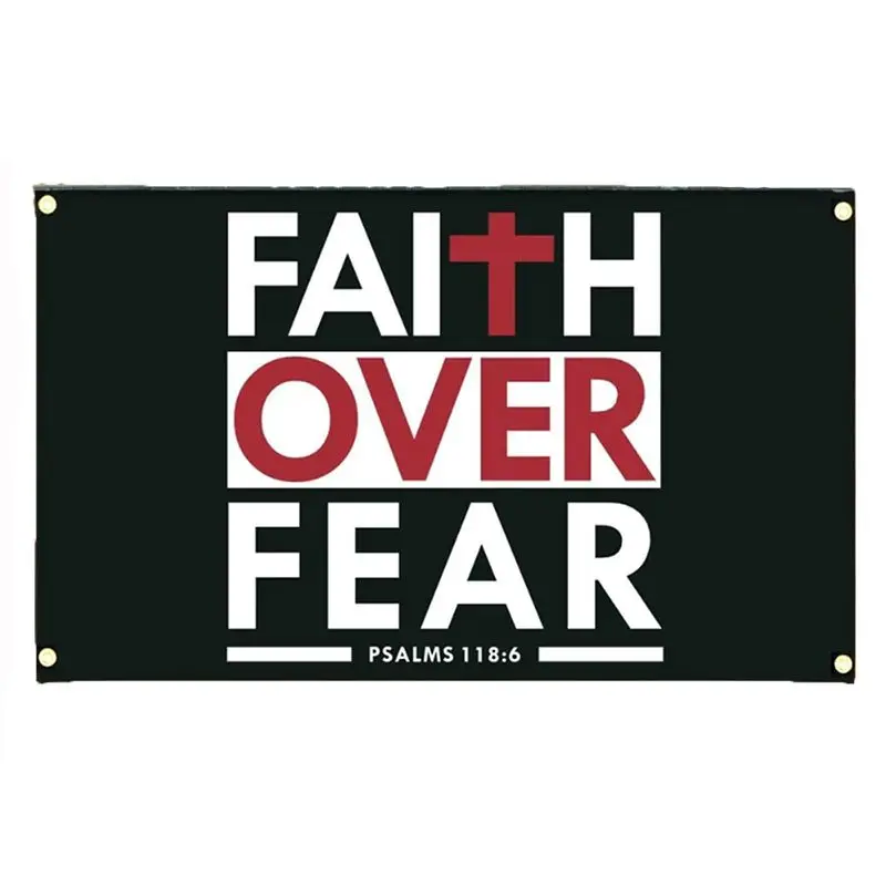 3x5 ft Durable Decorative Tapestry Wall Flag - Synthetic Polyester, Double-Stitched, Thick Seam Edges, 4 Brass Grommets, Faith Text, Tapestry Wall Mural, Indoor/Outdoor Home & Dorm Banner Supply